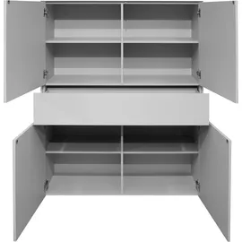 Mäusbacher Imola Highboard Holzwerkstoff 121x145x42 cm, - Anthrazit matt lack/Glas Anthrazit glanz),