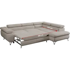 MKS Meble Eckcouch L-förmig mit Bettkasten 3-Sitzer Beige