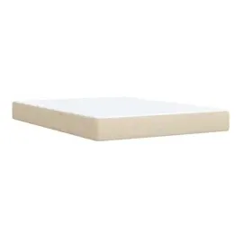 vidaXL Boxspringbett mit Matratze Creme 140x190 cm Stoff