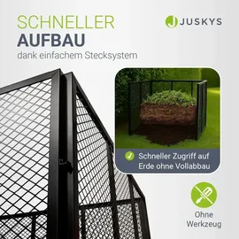 Juskys Metall Komposter 800 L, aus Stahl, witterungsbeständig, mit Belüftung & Schwarz