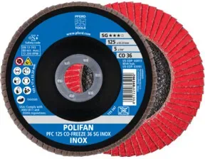 PFERD TOOLS POLIFAN Fächerscheibe PFC 125x22,23 mm konisch CO-FREEZE 36 SG INOX Edelstahl
