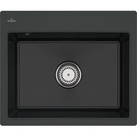 Villeroy & Boch Subway 60 S flat mittig pure black Handbetätigung 565 x 475 mm
