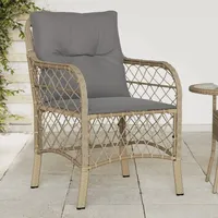 IKAYAA 2er Set Gartenstuhl aus Polyrattan Hochlehner Stühlen loungesessel Outdoor Gartenmöbel Set mit 2 Sessel Outdoor Rattansessel-Mischung aus Beige-