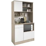 Parisot Küchenbuffet SoCool (Buffet in Eiche Dekor und weiß, Single-Küche mit 9 Fächern) Breite 100 cm beige