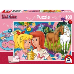 Schmidt Spiele Puzzle 100 Teile Puzzle Bibi & Tina Pferdeglück mit Slap Snap Band bunt 56320, 100 Puzzleteile