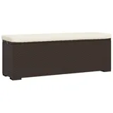 furnicato Hockerbank mit Sitzkissen Braun 110x30x40 cm Poly Rattan