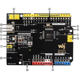 Waveshare R7FA4 PLUS A Entwicklungsboard für Arduino R4, 256kB Flash, 32kB RAM, bis 2000 mA, 3.3-5V