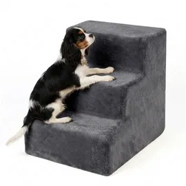 Relaxdays Hundetreppe 3 Stufen Grau