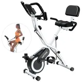 Heimtrainer Fahrrad Klappbar, Micyox MX711 Hometrainer Fahrrad mit Übergroßes Sitzkissen, Widerstandsbändern, Anzeigemonitor und Herzfrequenzsensor Fitnessbikes