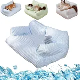 Kühlendes Haustierbett aus Eisseide, atmungsaktiv, waschbar, Hundesofa, kühlendes Bett, Sommer, kühles Eisseidenbett, atmungsaktiv, waschbar, Haustierbetten für Katze und Hund (Blau, M)