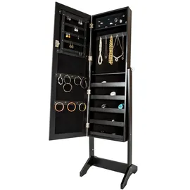 Tectake tectake® Schmuckschrank mit Spiegel, hochkant , schwarz