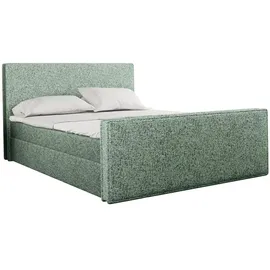 Kaiser Boxspringbett mit bettkasten und Matratze + Topper LILA stof Puente Hellgrün 140x200 cm