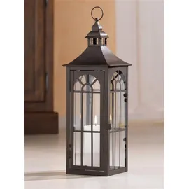 Dekoleidenschaft Laterne aus Metall & Glas 45 cm hoch Hängelaterne braun