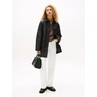 Tommy Hilfiger Damen Steppjacke Padded Nylon Quilted Lang, Schwarz