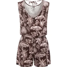 Ragwear Damen kurzer Jumpsuit Einteiler mit Rückenausschnitt Overall in Blumenoptik Zella Dark Choco26 Gr. XXL - XXL