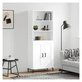 furnicato Sideboard Weißes Highboard aus Holzwerkstoff und Metall 69,5 x 34 x 180 cm (1 St), Stabiler Schrank mit viel Stauraum und Türen für das Wohnzimmer weiß 69.5 cm x 180 cm x 34 cm