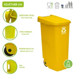 WellHome – 110-Liter-Mülleimer mit Rädern, ideal für das Kunststoffrecycling