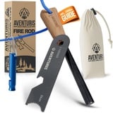 AVENTURIS® Feuerstahl XXL Der ultimative Outdoor Survival Firestarter Camping & Bushcraft Vielseitiger feuerstahl Outdoor, Zunderguide Lagerfeuer Zubehör und Outdoor ausrüstung