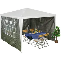 Relaxdays Seitenteile, 3er Set, Seitenwand 3x3m Pavillon, mit Fenster, Klettverschluss, Pavillonwand, grau