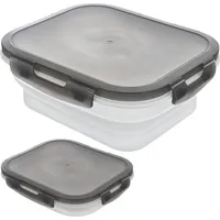 Orion Silikon-Küchenbehälter Lebensmittelbehälter mit Dichtung faltbar verschließbar auslaufsicher 1 l - Grau