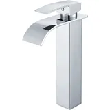 Hochdruck Wasserhahn Bad Armatur Wasserfall Hoher Ausguss, Mischbatterie Badarmatur Einhebelmischer Waschtischbatterie für Badezimmer Waschtisch,