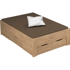 Rauch Stauraumbett RAUCH "Aditio", braun (struktureichefarben hell), B:126cm H:107cm L:208cm, Betten, Stauraumbett, inklusive Kopfteil und Schubkästen