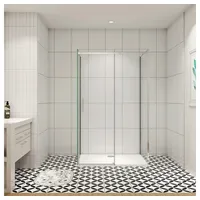 duschspa Komplettdusche 8mm Nano Glas Duschkabine Duschabtrennung Glastür Duschtür Schiebetür, BxT: 120x80 cm, Einscheibensicherheitsglas, Sicherheitsglas, Set 120 cm x 80 cm
