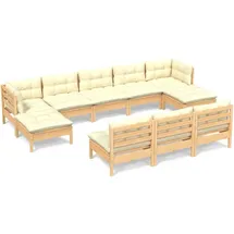 vidaXL Garten-Lounge-Set 10-tlg. creme Kiefernholz