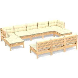 vidaXL Garten-Lounge-Set 10-tlg. creme Kiefernholz