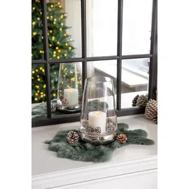 Edzard Windlicht Bora, Höhe 28 cm, glatt, vernickelter Keramikfuß