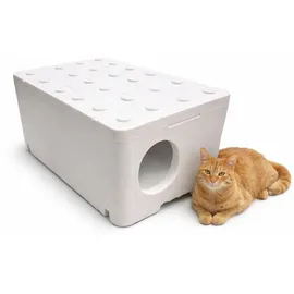QLS Wetterfestes Katzenhaus aus Styropor 60x40x30 cm Katzenbett Outdoor Weiß 11415 – Weiß