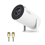 LQWELL HY300 PRO Mini Beamer + Solar Taschenlampe Kombination, 4K 1080P Unterstützung, Android 11, kabellose Projektion, unterstützt Airplay Miracast, mit WiFi Bluetooth, tragbarer Projektor