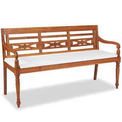 vidaXL Batavia Gartenbank mit Polstern 150 cm Teak