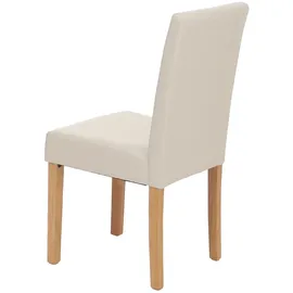 Mendler 2er-Set Esszimmerstuhl Stuhl Küchenstuhl Littau Leder, weiß, helle Beine