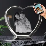 Personalisiertes Kristallfoto - Optional 2D/3D Gravur, Individuelle Kristallgeschenke mit Ihrem Eigenen Foto, Valentinstag, Jahrestag, Geburtstag, Hochzeit, Geschenke für Sie/Ihn - Optionale Basis