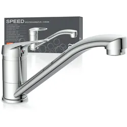 Küchenarmatur SPEED, 360° schwenkbarer Wasserhahn Küche, Mischbatterie Küche, Spültischarmatur in Chrom