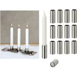 Novaliv Novaliv, Kerzenständer, 12x Stabkerzenhalter magnetisch Metall Kerzenständer SILBER 2,5x5cm Weihnachten Dekoschale