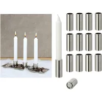 Novaliv Novaliv, Kerzenständer, 12x Stabkerzenhalter magnetisch Metall Kerzenständer SILBER 2,5x5cm Weihnachten Dekoschale
