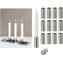 Novaliv Novaliv, Kerzenständer, 12x Stabkerzenhalter magnetisch Metall Kerzenständer SILBER 2,5x5cm Weihnachten Dekoschale