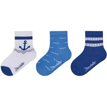 Sterntaler Baby Socken 3er Pack Anker – Baby- und Kinder-Socken im 3er Pack mit Umschlag, Innenfrottee, Anker-, Wellen- & Rippen-Motive, Weiß, Größe 26 - 26