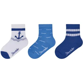 Sterntaler Baby Socken 3er Pack Anker – Baby- und Kinder-Socken im 3er Pack mit Umschlag, Innenfrottee, Anker-, Wellen- & Rippen-Motive, Weiß, Größe 26 - 26