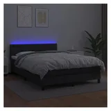 vidaXL Boxspringbett mit Matratze & LED Schwarz 140x190 cm Kunstleder
