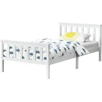 [en.casa] Bett, Breda (90 x 200 cm Jugendbett Singlebett Bettgestell Kiefernholz Weiß