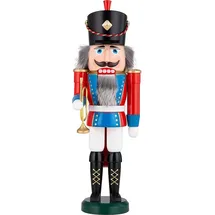 Seiffener Volkskunst Nussknacker Trompeter 39 cm rot/blau