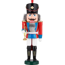 Seiffener Volkskunst Nussknacker Trompeter 39 cm rot/blau