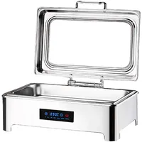 Chafing Dish Elektrisch 9L, Speisewärmer Warmhaltebehälter mit Smart-Temperaturanpassung und Visuelles Glasfenster, 400w Catering Buffetwärmer für Party Küchen Hotel Hochzeit, Einfach Zu Säubern