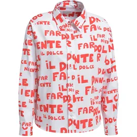 Milano Italy Langarmbluse mit All Over Print Weiß 42