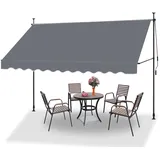 TUKAILAI Klemmmarkise Balkonmarkise 200 x 120cm Klemmmarkise mit Handkurbel Balkon UV-blockiert Balkonmarkise höhenverstellbar wasserdicht aus Metall und Polyester (300 x 120cm, Grau)