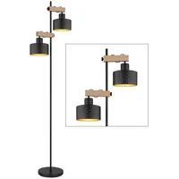 GLOBO Stehleuchte Holzoptik schwarz-gold, H 168 cm