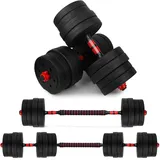 wuuhoo® Kurzhantelset Berti, 2er Set Hantel 30mm, Kurzhantel & Langhantel mit Gewichten 10kg bis 30kg, extra Lange Verbindungsstange - Fitnessgerät aus Kunststoff für Zuhause 30kg - rot